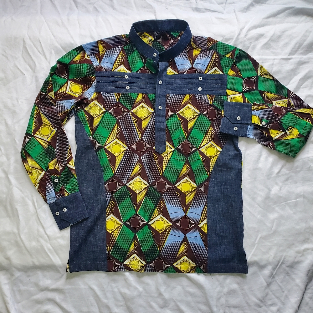 Vintage Men Tunic Style Shirt